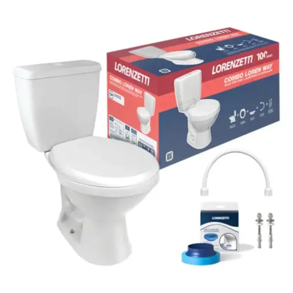 Combo Bacia com Caixa Acoplada Loren Way Branco - Lorenzetti