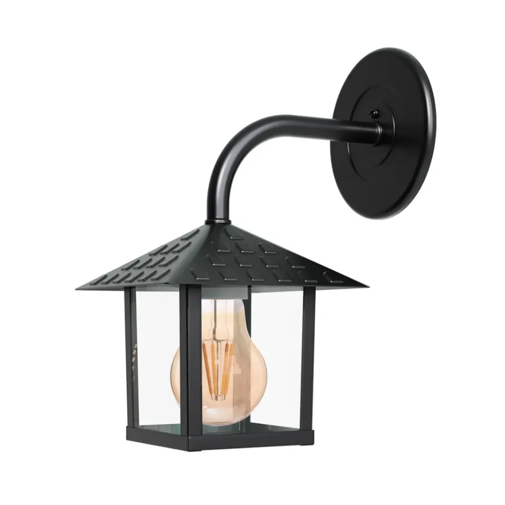Arandela Colonial Nina Quadrada Vidro Liso - Preto